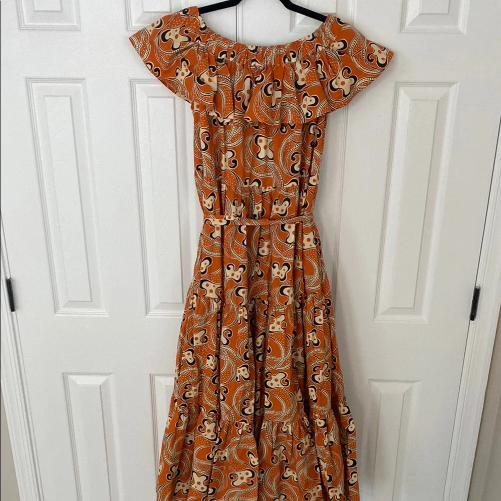 LA DoubleJ Orange and Cream Patterned Maxi Dress - Picture 3 of 3